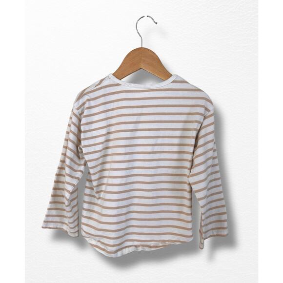 Zara Neutral Striped Shirt, Size 5/6 - Picture 2 of 6